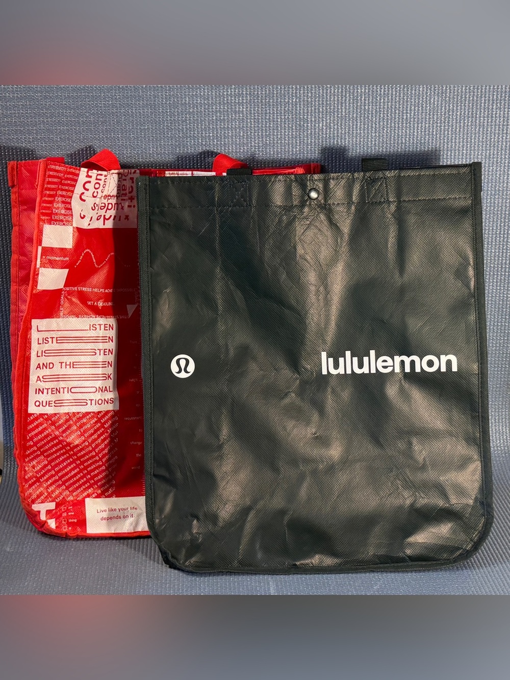 Lululemon Reusable Eco Friendly Tote Bag 2 Count Black/Red